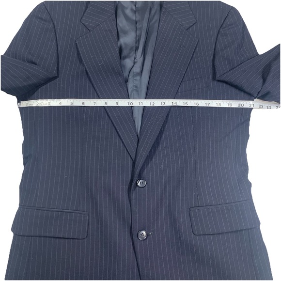 Oleg Cassini Suit Jacket and Pants Men's Sz‎ 40 R, Pants 32/31 Black Pinstripe - Picture 5 of 10